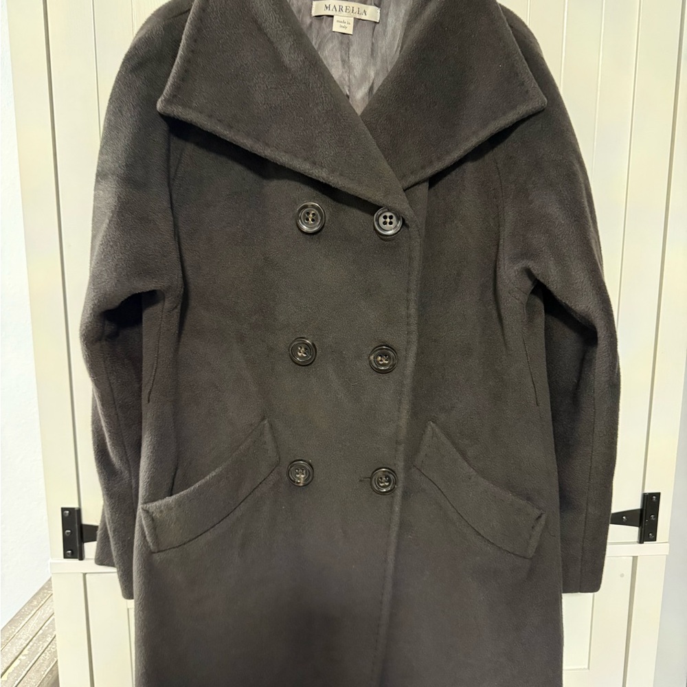 MARELLA Women's Charcoal Double-Breasted Pea Coat
